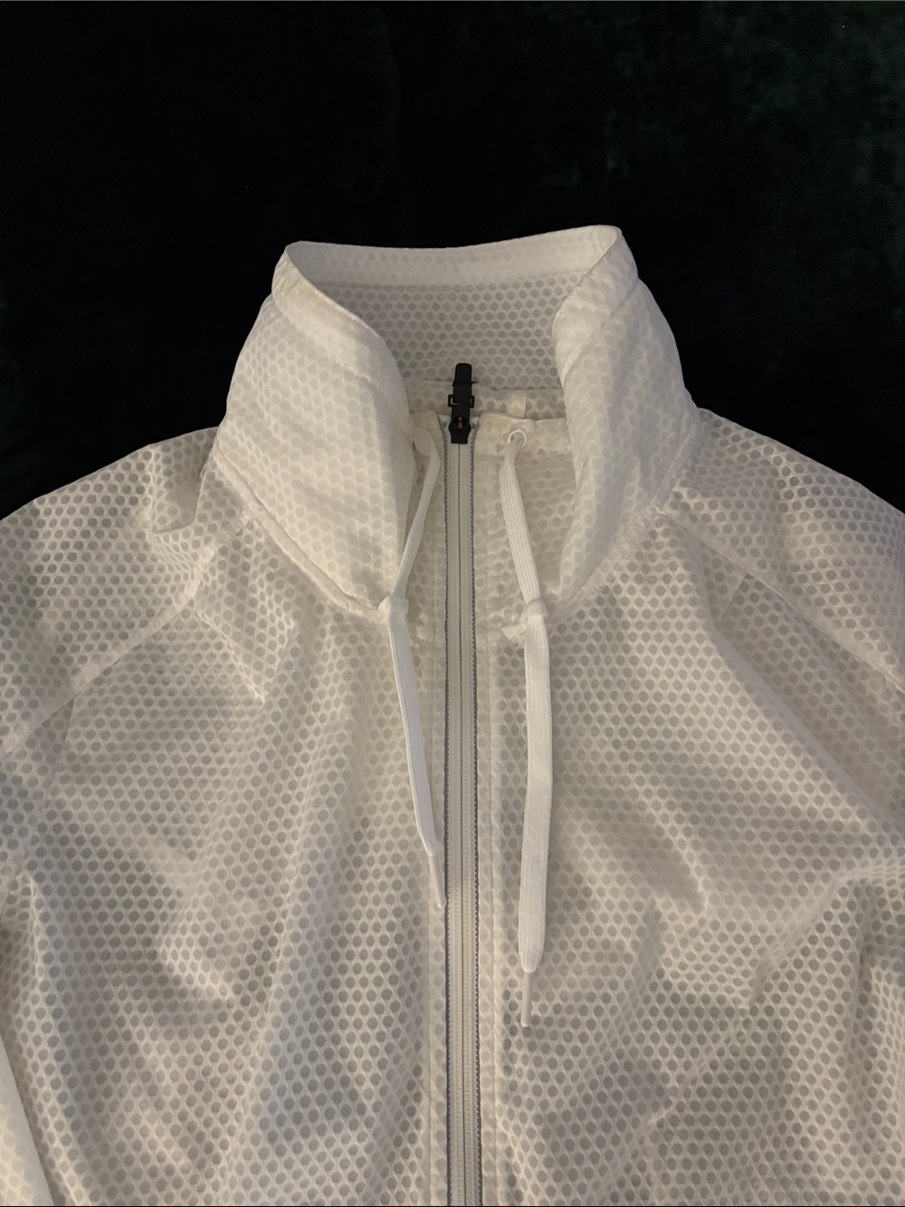 adidas White Mesh Hooded Bomber Jacket - Picture 4 of 4